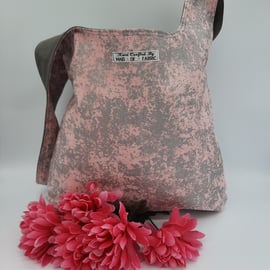  Knot bag,  medium,  shoulder bag, handbag, grey denim and pink silver sparkle.