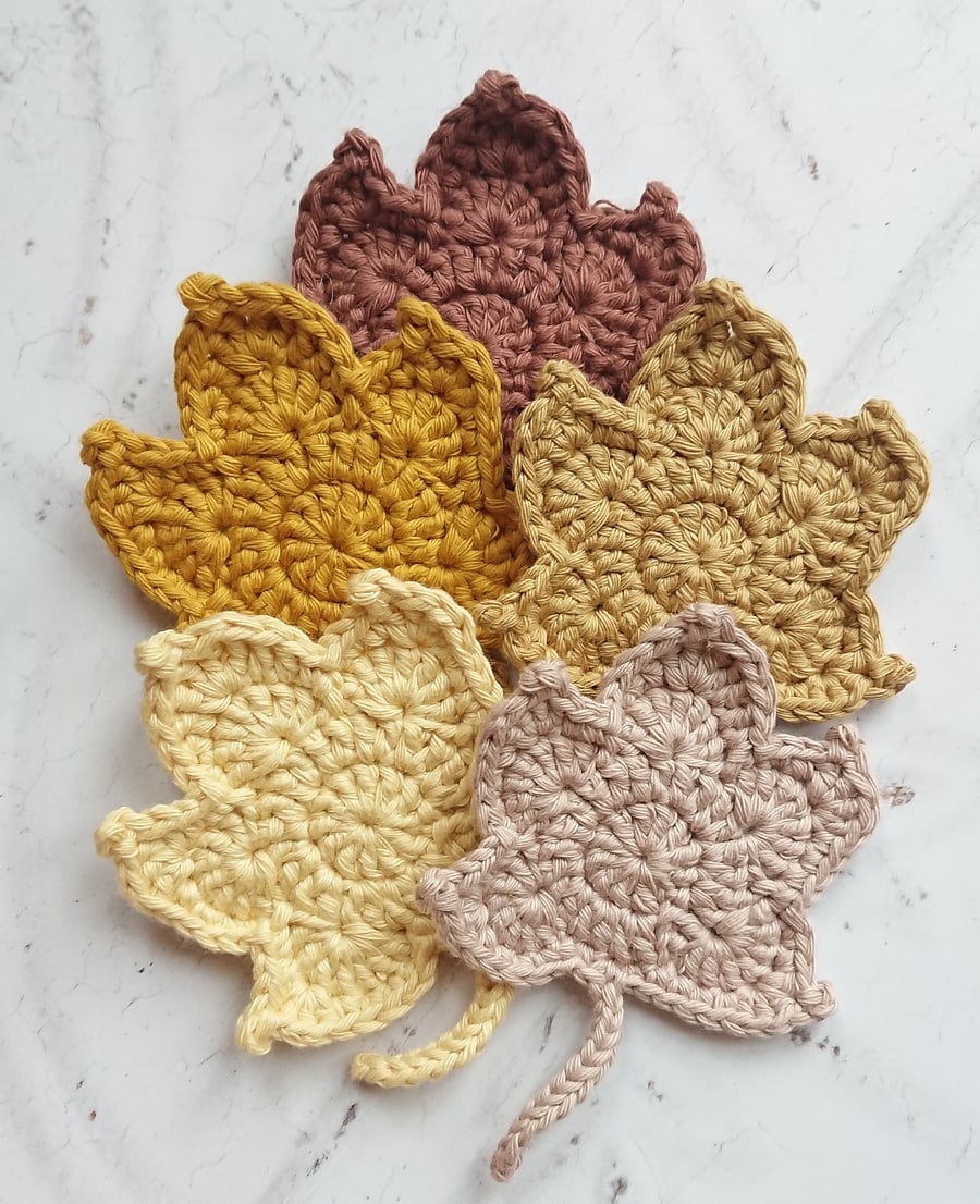 Crochet Autumn Leaves, Set of 5
