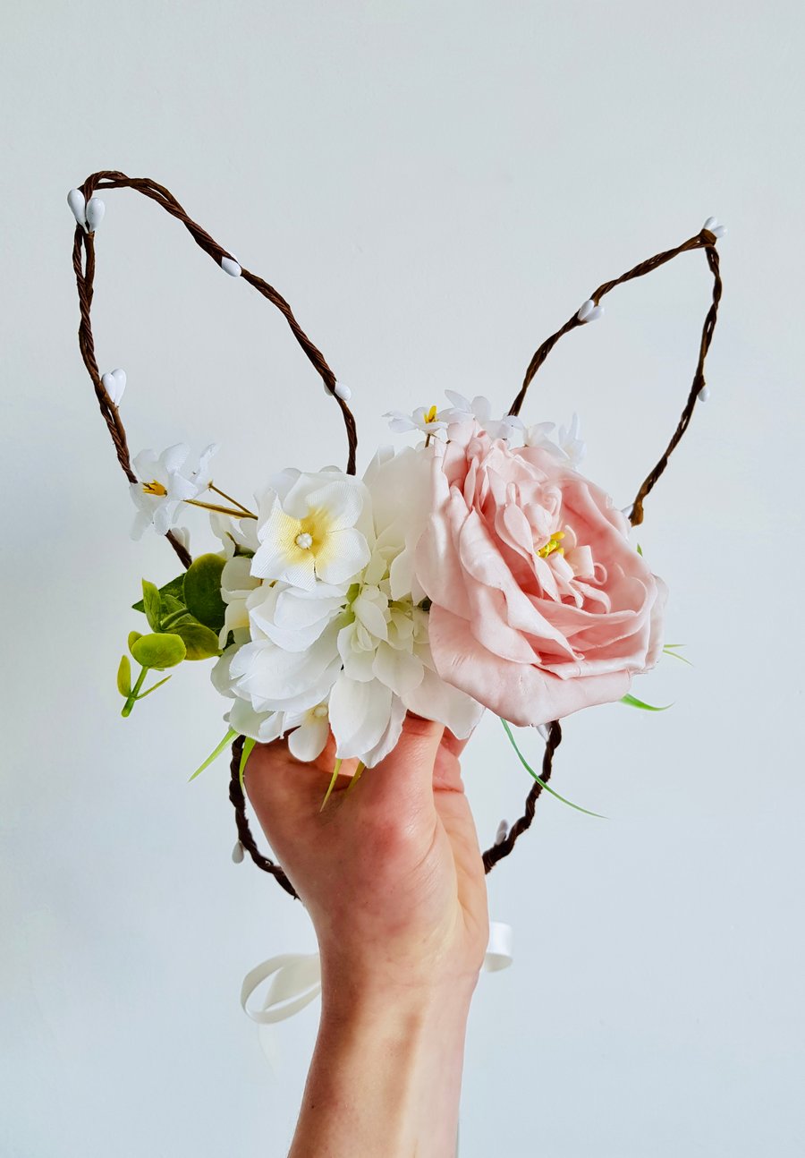 Easter bunny ears headband, birthday headband, photo shoot hair accessory 