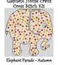 Elephant Parade Cross Stitch Kit Autumn Size Approx 7" x 7"  14 Count Aida
