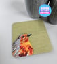 'Peeking' Robin coaster, garden bird mat, Super Seconds Festival