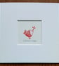 Little Bird,Red Robin Mini Linocut, Original Lino Print by Giuliana Lazzerini