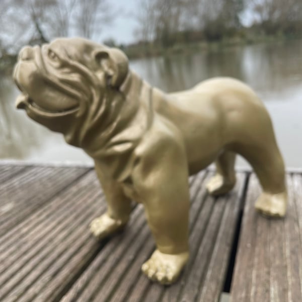 Small Resin British Bulldog Ornament in Gold Folksy