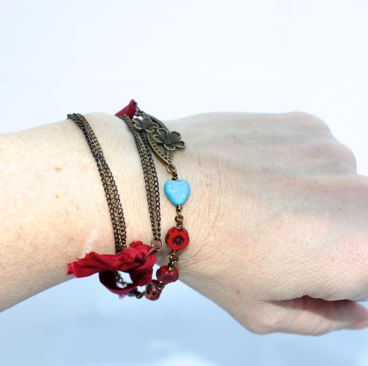 Red and black wrap braceletnecklace Folksy
