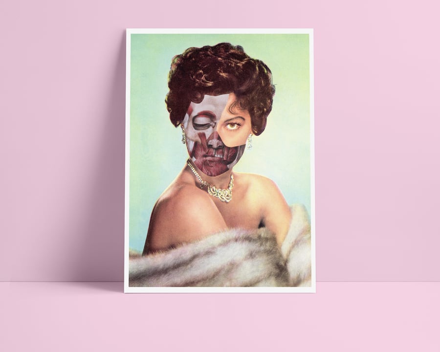 Starlet Ava - Anatomical Collage Portrait Print