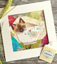 Siamese cat art, collage of siamese cat, mixed media art for cat lover