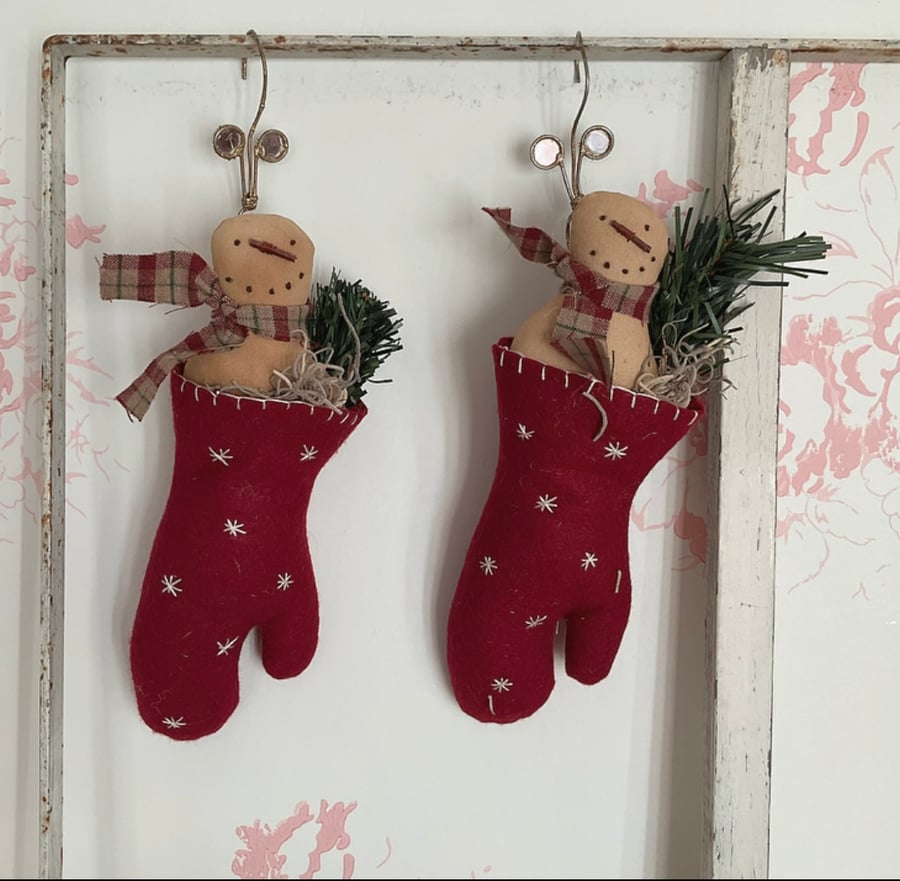 Christmas snowman in mitten