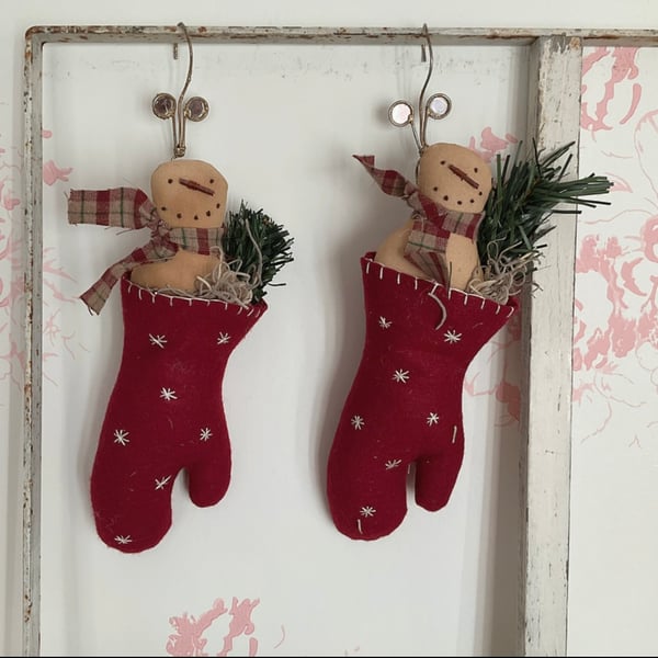 Christmas snowman in mitten