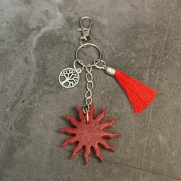 Resin Radiant Sunburst Bag Charm or Keyring in Various Colours