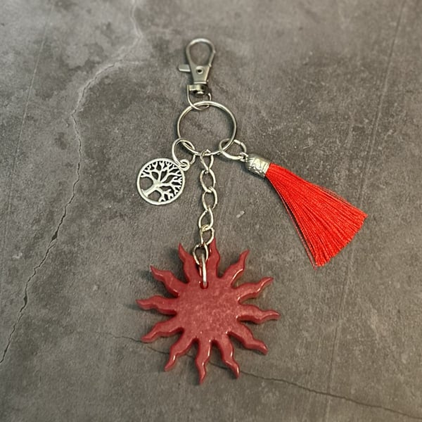 Resin Radiant Sunburst Bag Charm or Keyring in Various Colours