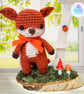 Crochet fox and toadstool sculpture. Fox ornament. Fox decoration. - Image 3