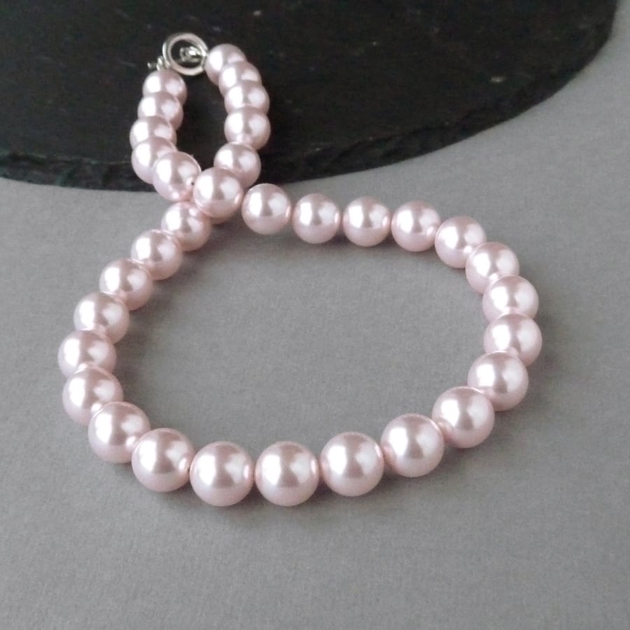 Chunky Blush Pink Pearl Necklace - Simple Light Pink Wedding Jewellery - Gifts