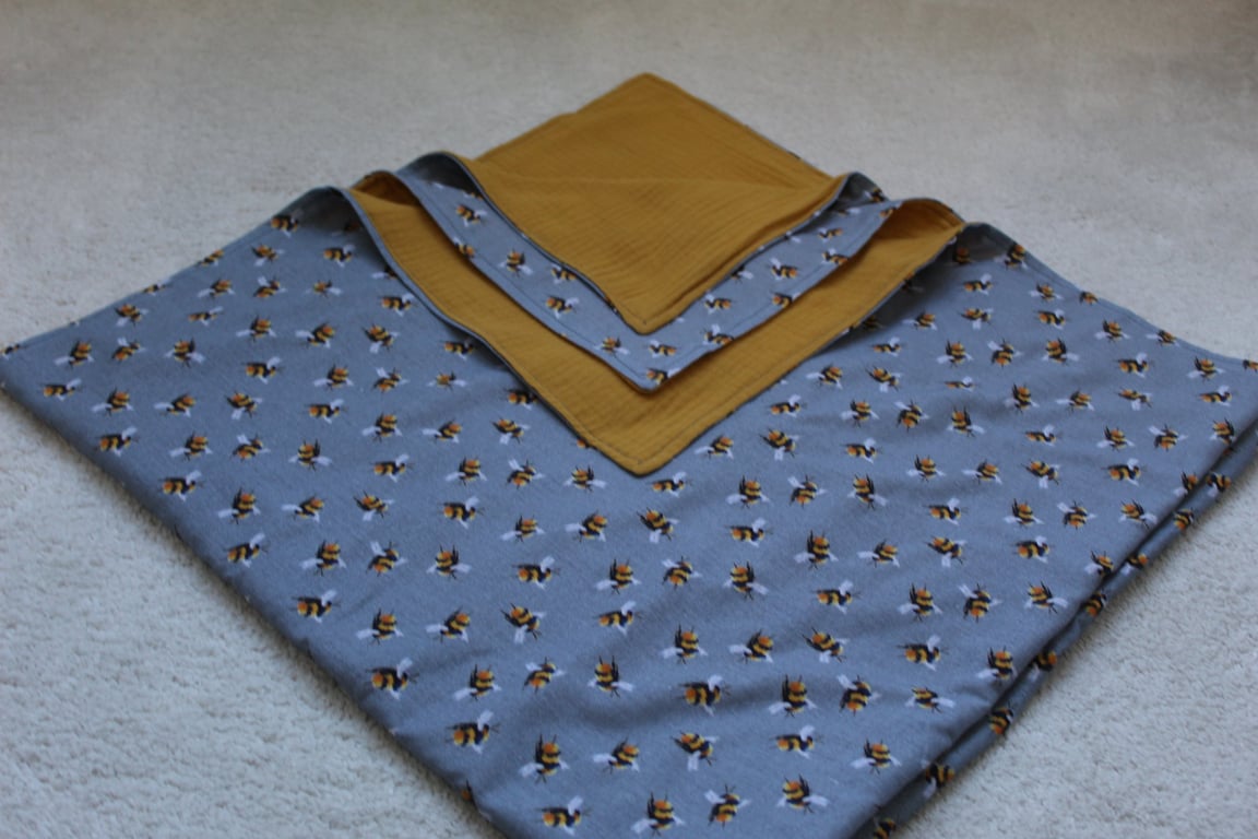 Handmade Cotton Blanket for Baby, 100cm square 
