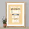 Make Gin and Tonic A4 Typographic Art Print