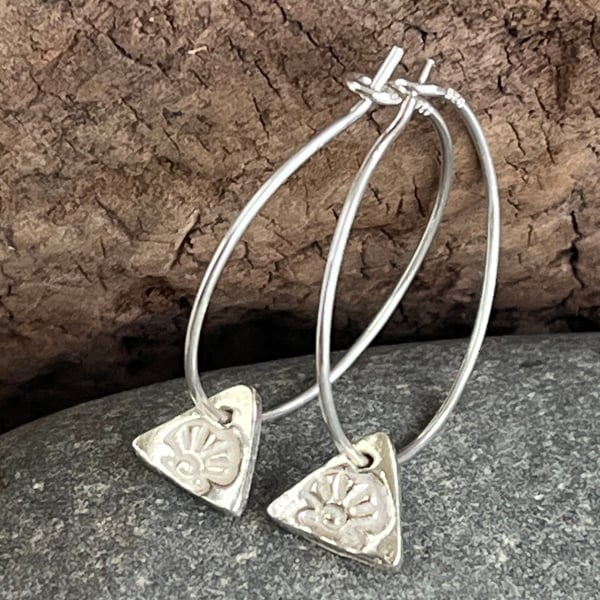 Silver shell print earrings