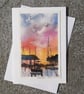 Harbour Sunrise. Blank Card.  Original Watercolour Painting 260134 - Image 3