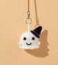 Handmade Crochet Ghost Keyring – Halloween Edition
