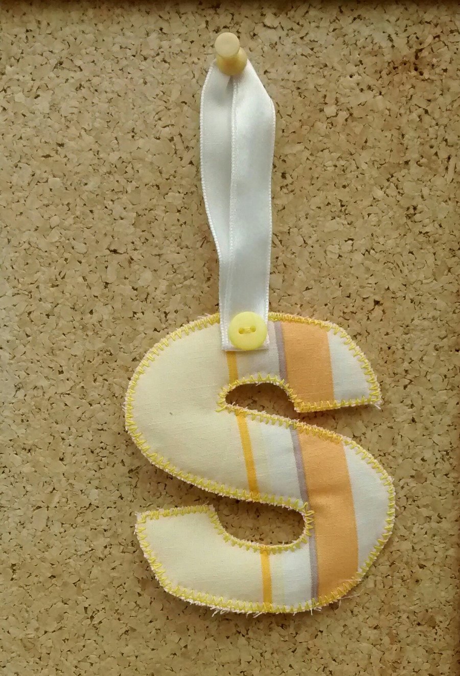 Gift Tag, Letter S, Fabric Hanging Decoration