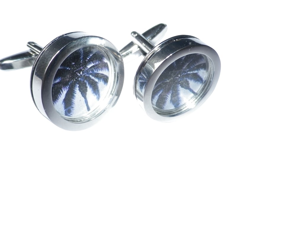 Black Palm Tree cufflinks,free shipping, gift wrapped, super image, Ref 0568