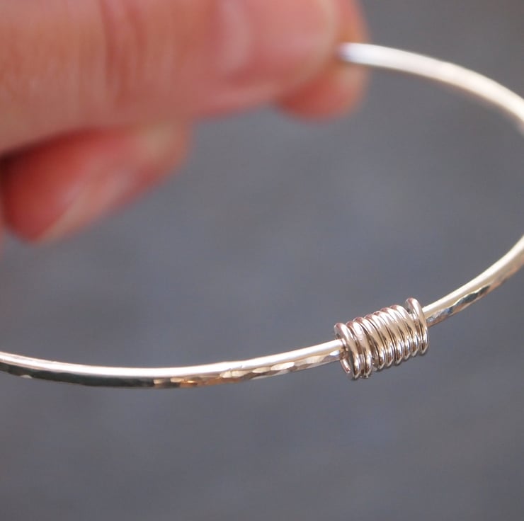 Sterling silver spinner bangle - large - Folksy