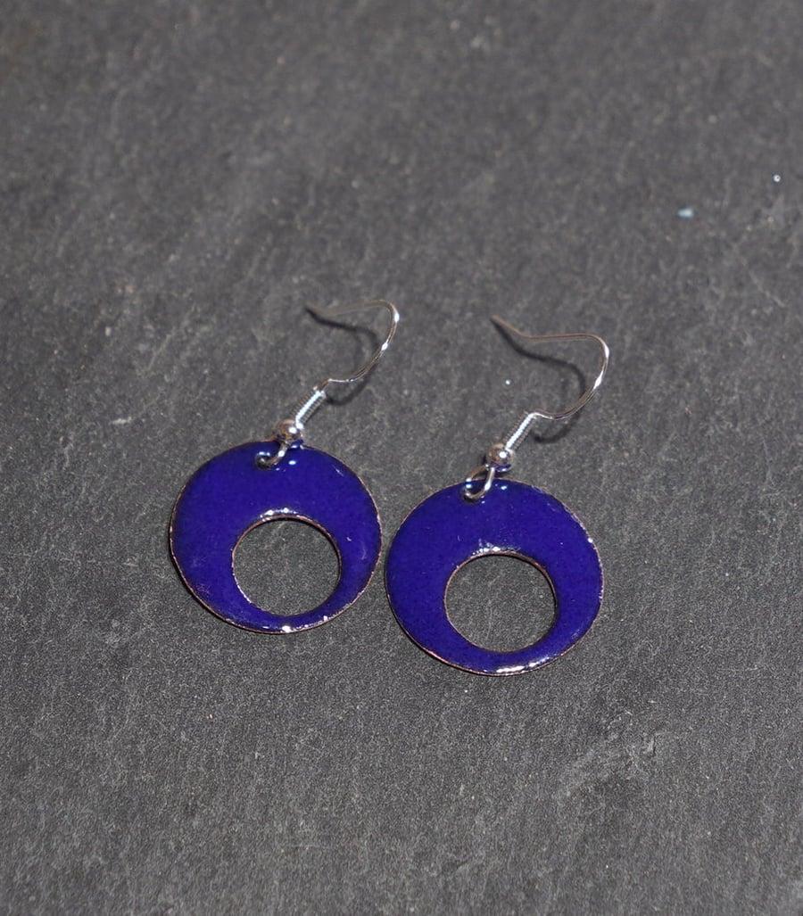 pierced circular enamelled earrings