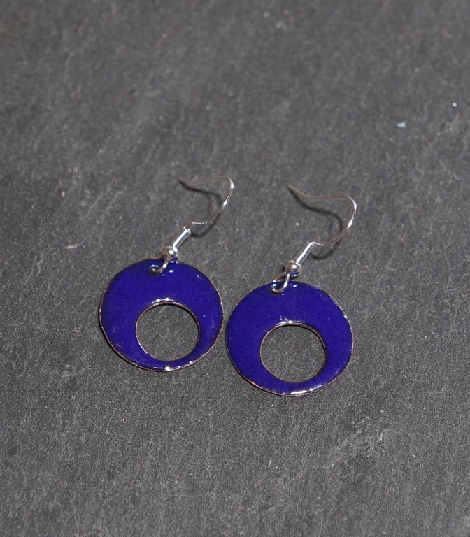 pierced circular enamelled earrings
