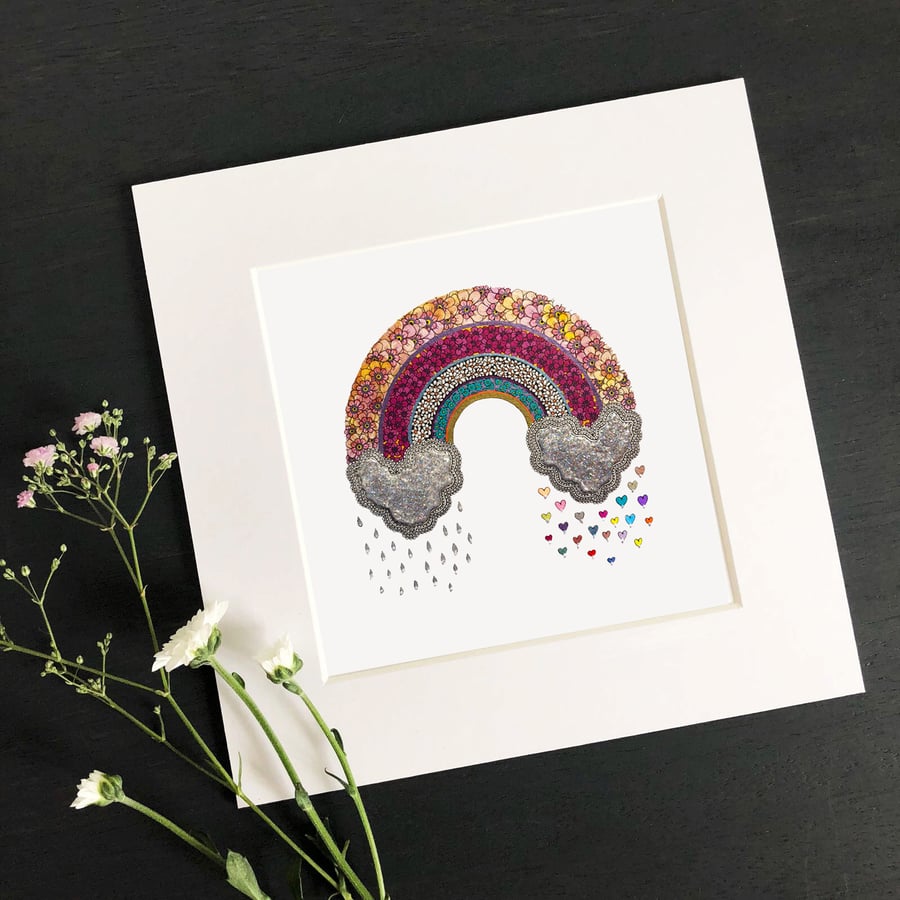 'Search For Rainbows' 8" x 8" Mounted Print