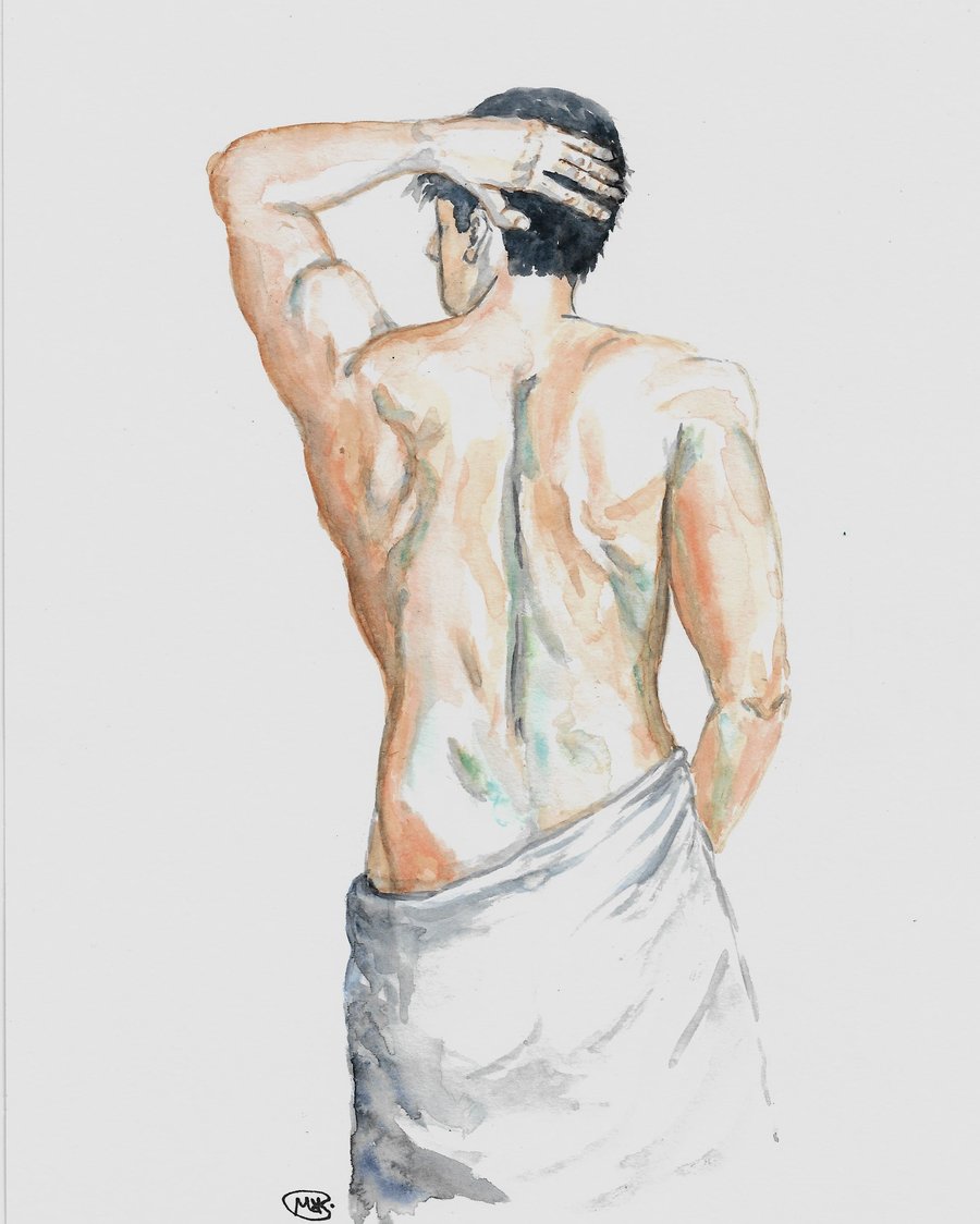 NOW SOLD   Nude Man Standing. Original painting