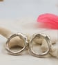 Molten Sterling Silver Circle Stud Earrings - Organic Chunky Minimalist Studs - Image 5