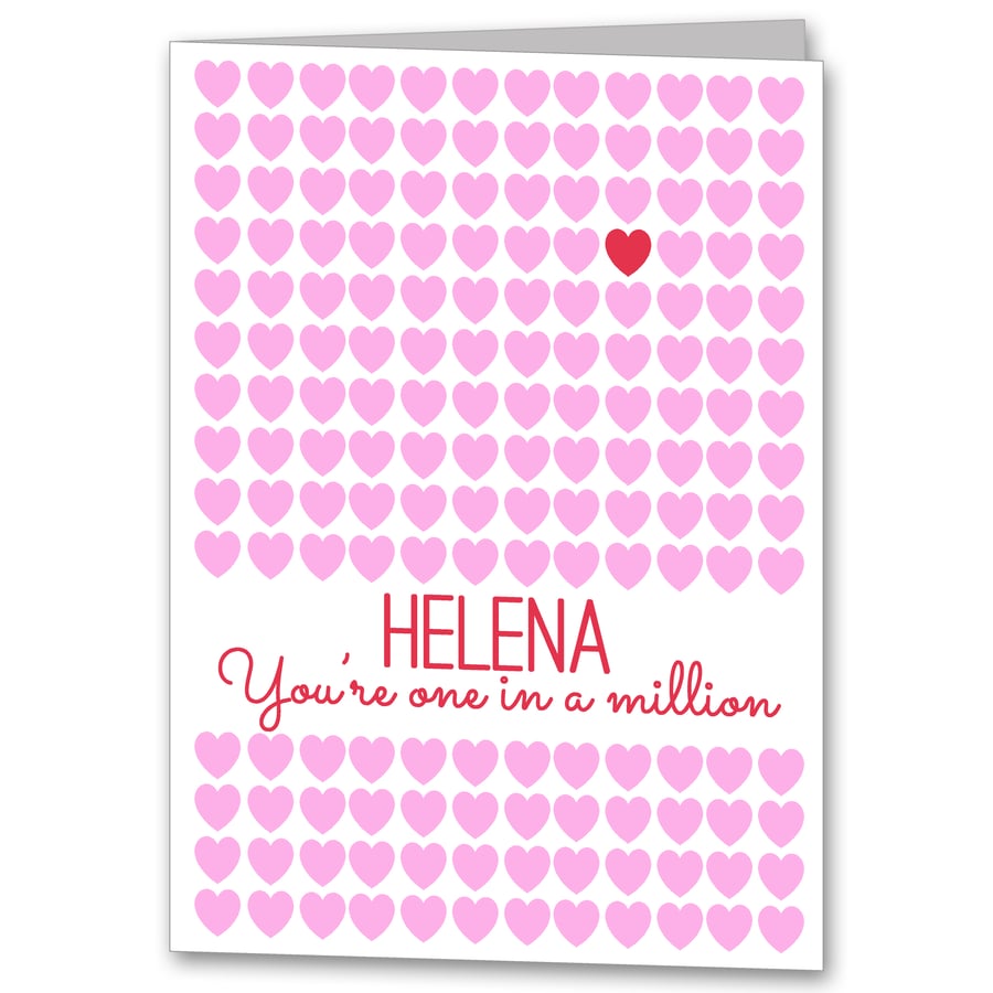 Personalised Hearts Modern Valentine's Card for Wife, Girlfriend or Mummy