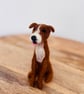 Needle felted Brown & White Staffie style dog. Collectible. Approx 10cm 