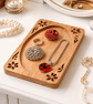 Wooden Jewellery Tray, Floral Scroll Trinket Dish, Rustic Ring Dish