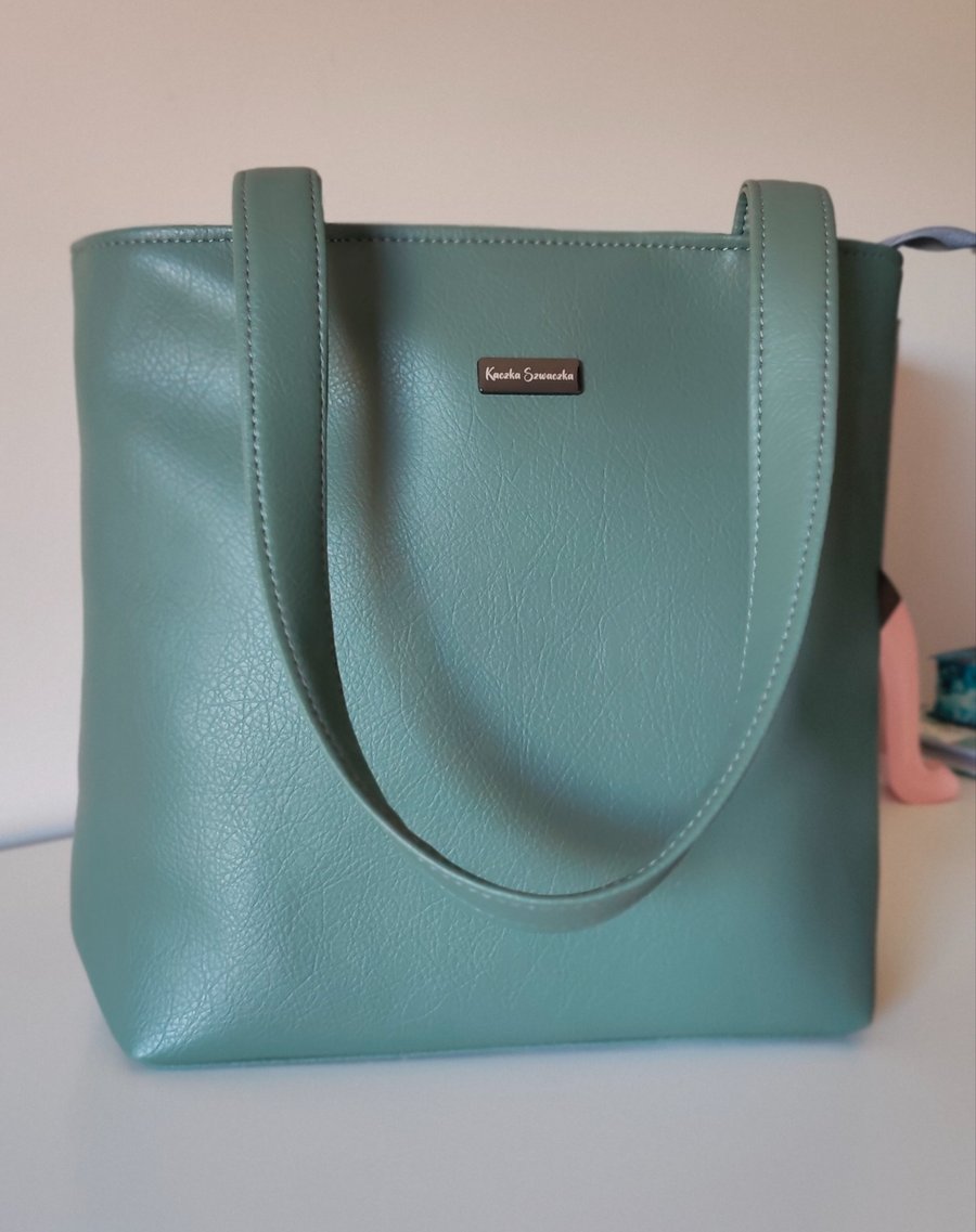 The Sage Green Shoulder Tote – Handcrafted Faux Leather Everyday Bag