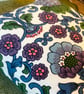 Vintage floral barkcloth cushion cover with green velvet back - Image 8