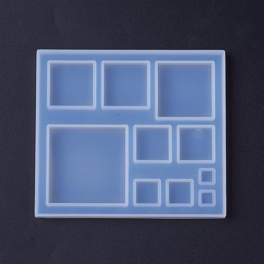 Squares Silicone Mould, 10 Moulds in 6 Sizes for Resin Casting, Clay, Jesmonite