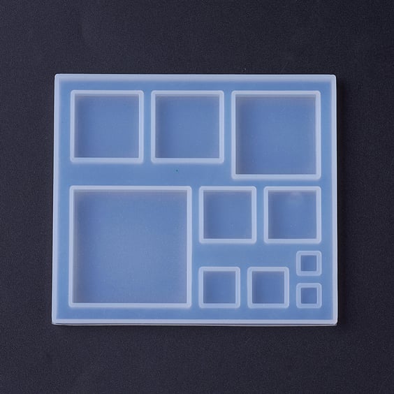 Squares Silicone Mould, 10 Moulds in 6 Sizes for Resin Casting, Clay, Jesmonite