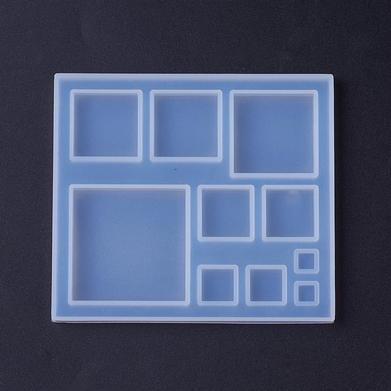 Squares Silicone Mould, 10 Moulds in 6 Sizes for Resin Casting, Clay, Jesmonite