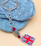 Silver Plated Union Jack and Crystal Key Ring, End of Term Gift, Thank you Gift - Image 5