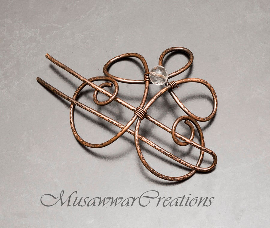 Celtic Spiral copper bun holder ,textured hair bun holder,heavy duty copper wire