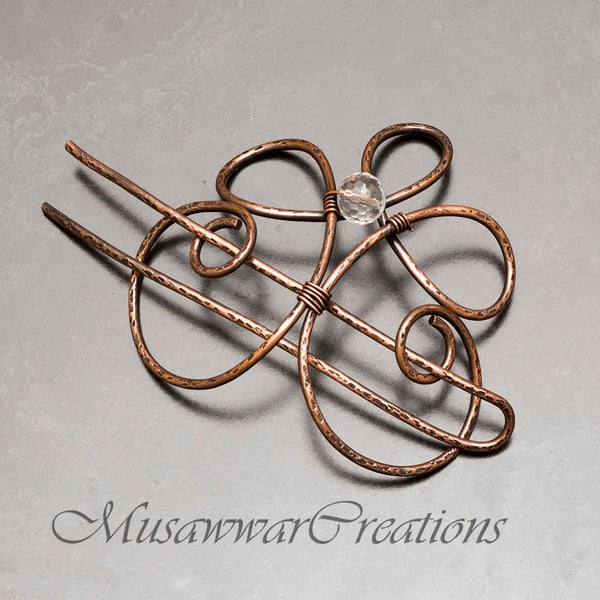 Celtic Spiral copper bun holder ,textured hair bun holder,heavy duty copper wire