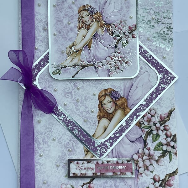 To a very special daughter beautiful cherry blossom fairy card