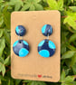 Unique Navy And Turquoise Patterned Drop Earrings