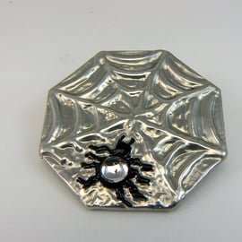 Pewter brooch ( spider on web with stone)