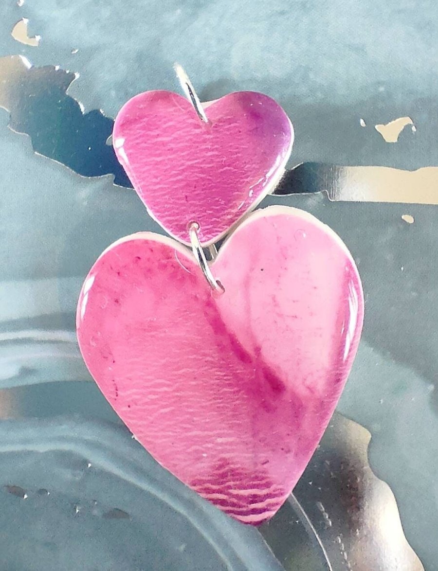 Double Pink Heart Pendant