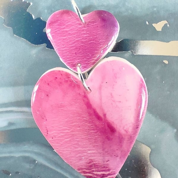 Double Pink Heart Pendant