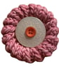 Handmade Knitted Brooch Lapel Pin Badge REPURPOSED upcycled Buttons Pink Pearly