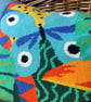 Toucan tapestry cushion cover with vintage wool and pompoms - Image 7