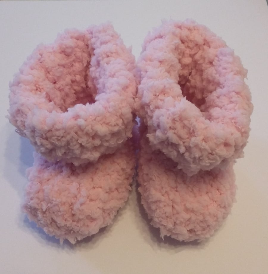 Snuggly Hand Knitted Bootees 0-6 months - Pink
