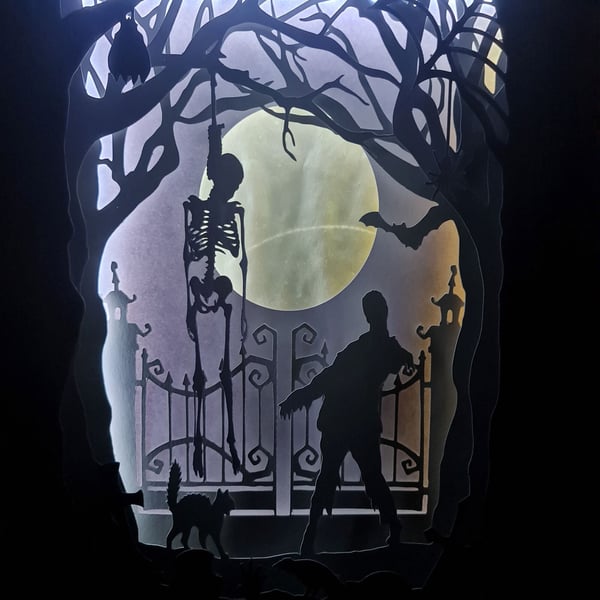 Zombie Light Box - Shadowbox - Zombie Lamp