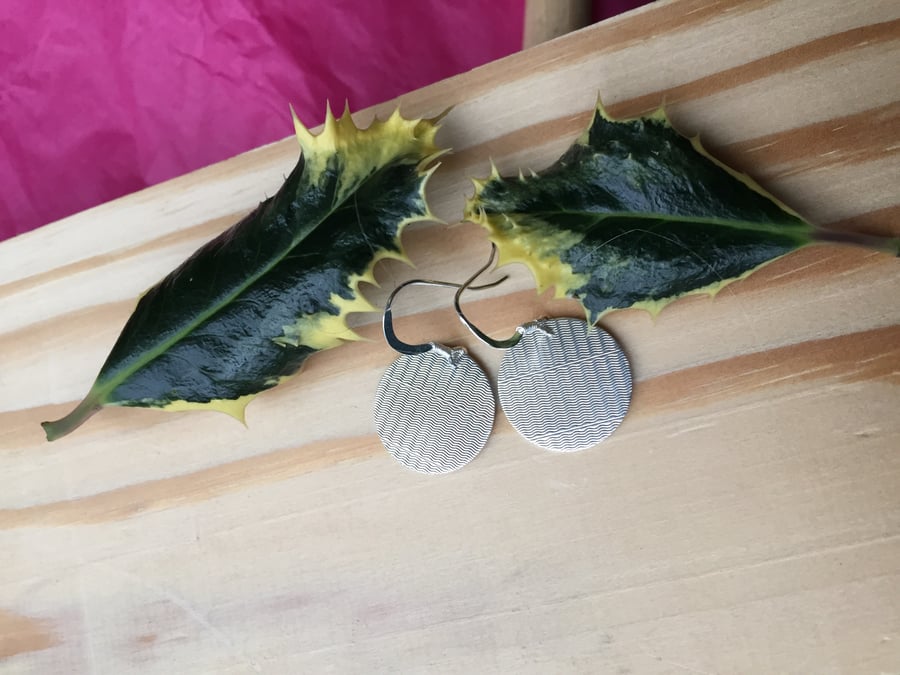 Circles, basket weave 1930 Birmingham silver earrings
